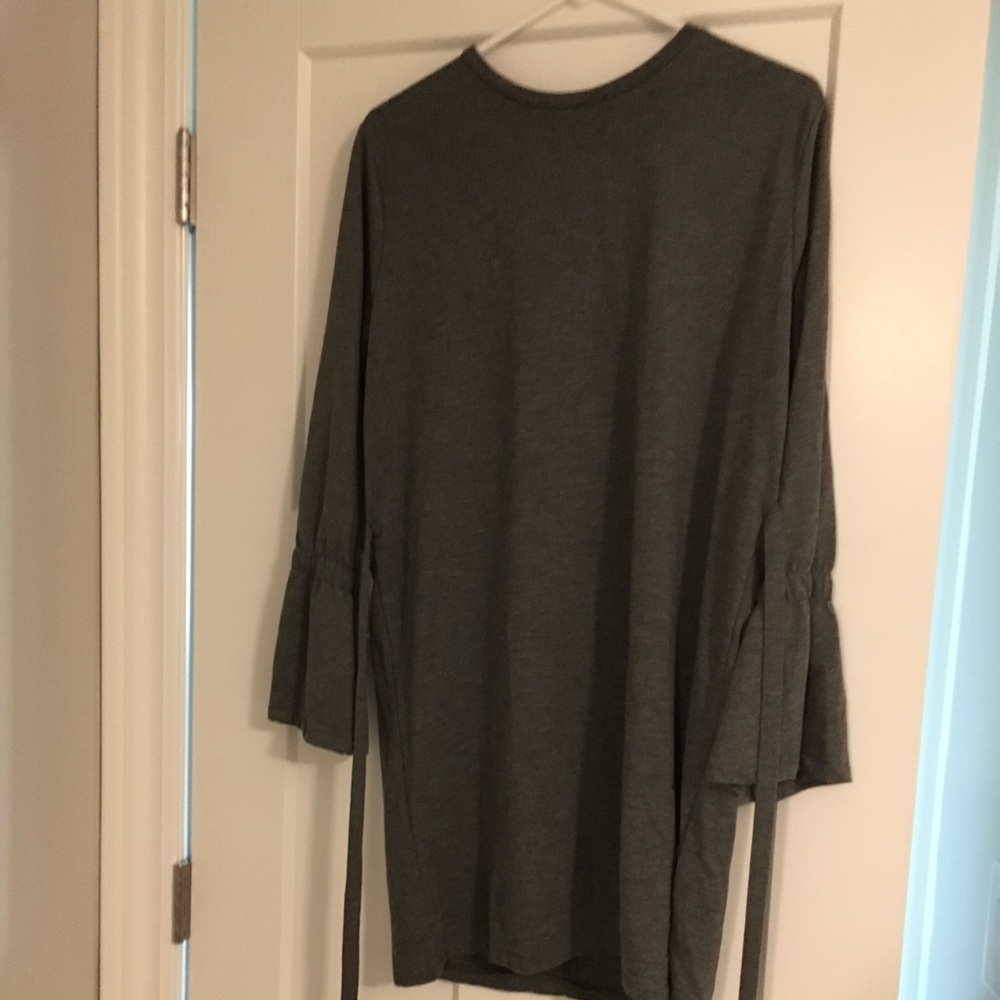 Zara Gray Tie Waist Dress